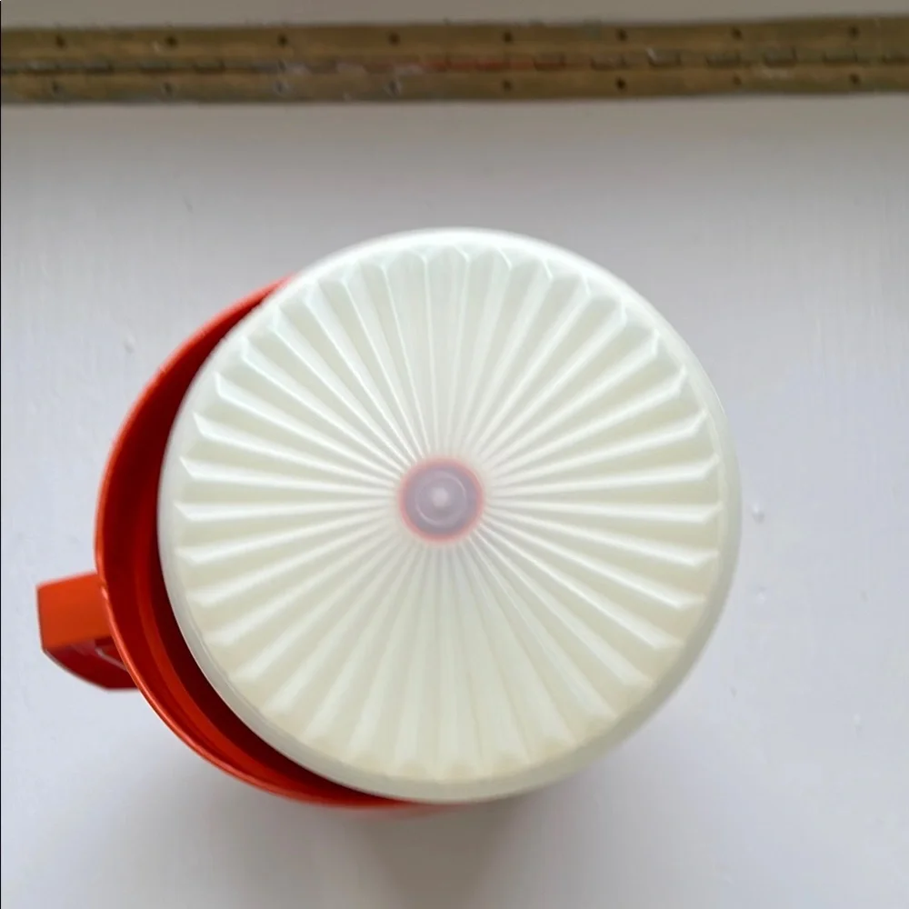 Vintage Tupperware Orange Pitcher with Cream Lid - Picture 2 of 5